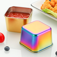 Mini bol à tremper carré de luxe personnalisé SUS 304 plat de service or durable pour hôtel restaurant sauce salade