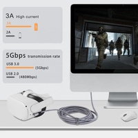 Cable de datos para Oculus Quest 2 1 VR, Cable de 20 pies y 6M de largo USB 3,2 Gen1 tipo C VR