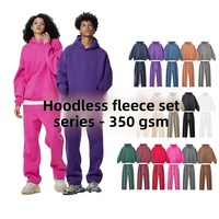 Sudaderas con capucha para hombre, conjunto casual de sudadera con capucha de 350G y pantalones de terciopelo - Ropa deportiva 100% fibra de bambú