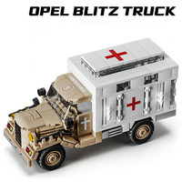 Bloques de Construcción de Camión Opel Blitz Militar de la Segunda Guerra Mundial, Plástico ABS, Modelo de Ensamblaje DIY, Juguete Educativo de Construcción