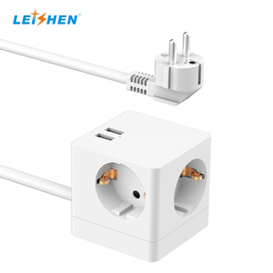 KEMA 认证黑色 6 路塔式插座块 8 路 USB 2 m 电缆短路保护墙壁插座 - Product Image 1