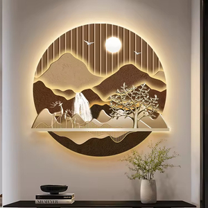 Decoración de sala de estar de lujo <span class=keywords><strong>simple</strong></span>, pintura de luz LED, <span class=keywords><strong>paisaje</strong></span> encantador, naturaleza muerta, arte de pared luminoso - Product Image 3