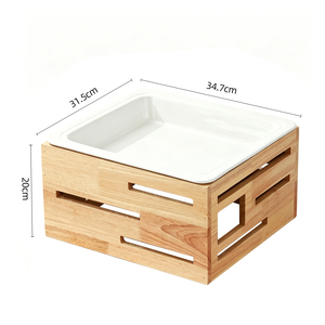Exhibidor de Postres de Madera de Varios Niveles FLEY <span class=keywords><strong>para</strong></span> Catering de Hoteles, con Bandeja de Cerámica <span class=keywords><strong>para</strong></span> Decoración de Mesa en Bodas, <span class=keywords><strong>Banquetes</strong></span> y Fiestas - Product Image 5