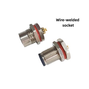 Connecteur d'alimentation à bride mâle/femelle 12 broches/12 cœurs, série M12, boîtier en acier inoxydable étanche IP67, contact en cuivre - Product Image 2