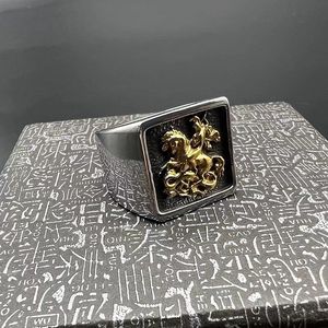 OAHLAN Gioielli alla Moda, Anello in Acciaio Inossidabile con Motivo Vintage Medievale di San Giorgio Cacciatore di Draghi per Uomo, Idea Regalo - Product Image 5