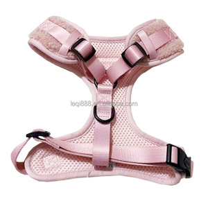 高品質ファッションテディ犬ハーネス調整可能カスタムロゴポリエステル素材ピンク色 - Product Image 2