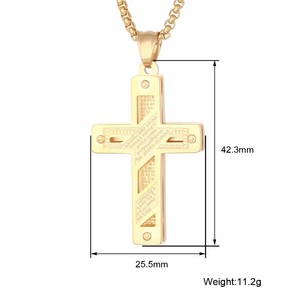Gran oferta, joyería de escritura cristiana religiosa, colgante de acero inoxidable chapado en oro, collar con colgante de Cruz para mujeres y hombres - Product Image 2