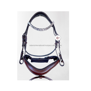 Brida de caballo de cuero de alta calidad con banda de cejas de cristal logotipo personalizado Halter deportivo occidental Ecuestre para montar al aire libre - Product Image 1