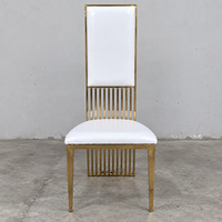 Chaise de banquet de mariage en acier inoxydable doré à dossier grillagé et pieds droits, vente en gros