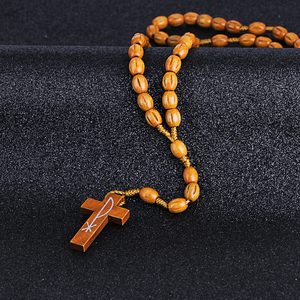 Nuovo Rosario in Legno con Croce Pendente, Collana Lunga per <span class=keywords><strong>Uomo</strong></span> e Donna, Gioiello Religioso Cattolico di Cristo e Gesù, Regalo RN-029 - Product Image 4