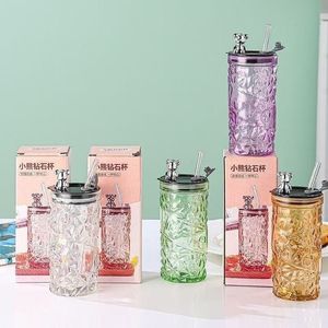 新品高価値かわいいクリエイティブベアオフィスホームダイヤモンドカップガラスストローガラス水カップ - Product Image 3