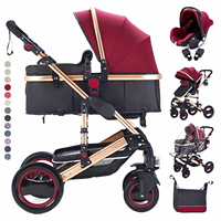 Poussette multifonctionnelle 3 en 1 pour bébé Poussette de luxe portable à 4 roues Poussette pliante pour nouveau-né