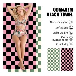 Serviette de plage gaufrée en microfibre sans sable, recyclée, avec sac de voyage, personnalisable avec logo, vente en gros - Product Image 2