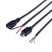 Câble de données USB Micro USB femelle vers extrémité ouverte 4 broches en cuivre étamé, tressé en nylon FTP, OEM, charge rapide 3A