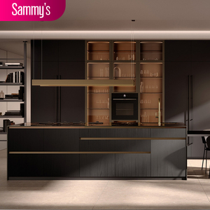 Sammy'nin Fabrikası Özel Tasarım Modern Endüstriyel Alüminyum 304 Paslanmaz Çelik Komple Modüler Dolap Mutfak Dolapları Seti - Product Image 1