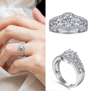 Conjunto de plata S925, conjunto de joyería Simple a la moda, diseño de lujo, anillo de circón nupcial, pendientes, collar, conjunto de joyería para mujer - Product Image 5