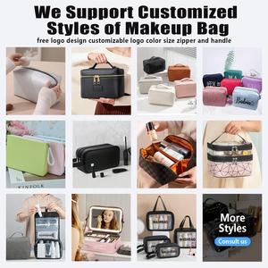 Bolsa de Maquillaje Portátil de Gran Capacidad, Impermeable, Color Marrón, con Cierre, para Viajes, Cuidado de la Piel y Cosméticos, para Mujer, con Asa y Divisor - Product Image 6