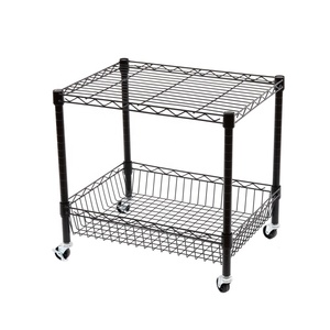 Chariot de <span class=keywords><strong>cuisine</strong></span> mobile à 2 niveaux en fil métallique noir, support pour mini-réfrigérateur, étagère pour four à micro-ondes, chariot de rangement en fil métallique pour dortoir ou petite <span class=keywords><strong>cuisine</strong></span> - Product Image 3