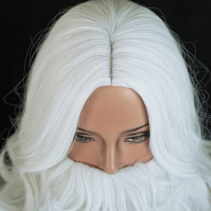 Ensemble complet de <span class=keywords><strong>barbe</strong></span> <span class=keywords><strong>et</strong></span> <span class=keywords><strong>perruque</strong></span> de Noël blanc éclatant, une seule pièce, pour remplacement capillaire <span class=keywords><strong>et</strong></span> cosplay - Product Image 4