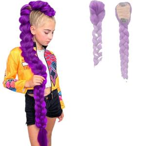 Perruque queue de cheval tressée Rumi Purple 66cm 140g en fibre Kanekalon avec racine naturelle pour cosplay - Product Image 2