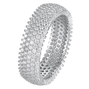 Anillos de Eternidad de Lujo con 9 Micro Moissanitas VVS1 de 1.1mm en Forma de Neumático, Plata de Ley 925 con Baño de Rodio, Joyería Personalizada para Mujer - Product Image 1