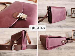 Personalized Purple <b>Leather</b> Crossbody Bag for Women Handmade <b>Small</b> <b>Purse</b> Cute Shoulder Bag Gift for Her - Product Image 2