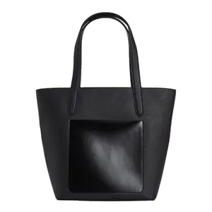 Оптовая продажа с фабрики, черная кожаная женская сумка-тоут из сафьяно, модная дизайнерская сумка, сумка через плечо