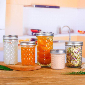 Wholesale Transparent Luxury Classic Eco-Friendly 2 oz Embossed Glass Jar Lid for Home <b>Kitchen</b> Use for Honey Candles - Product Image 5