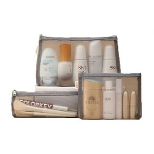 Sac cosmétique en maille avec fermeture éclair, léger, matelassé, vente en gros, sacs de toilette multifonctionnels pour voyages - Product Image 1