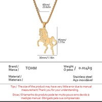 Collier Équestre Vintage en Acier Inoxydable avec Pendentif Cheval Galopant Creux et Chaîne Maille Forçat, Bijou pour Amateurs d'Animaux, Personnalisable OEM
