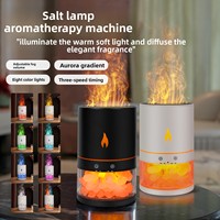 Diffuseur d'aromathérapie ultrasonique transfrontalier en cristal de roche Flamme Arc-en-ciel, humidificateur à brume en pierre de sel naturelle, veilleuse