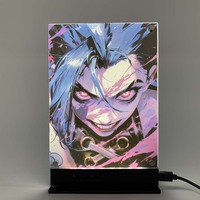 Affiche rétroéclairée par LED Jeu vidéo Jinx Veilleuse pour la décoration de la chambre à coucher Veilleuse d'étude Décoration de la salle de jeu Lampe de nuit de bureau Enseigne LED