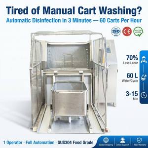 Automatique 360 °   Laveuse-désinfecteur rotative sur chariot SUS304 pour bacs Euro, machine à laver les chariots avec écran tactile PLC pour l'industrie alimentaire - Product Image 1