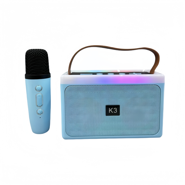 LED Light Portable Music Box BT Outdoor Subwoofer Karaoke Party Wireless Bluetooth Speaker with Microphone