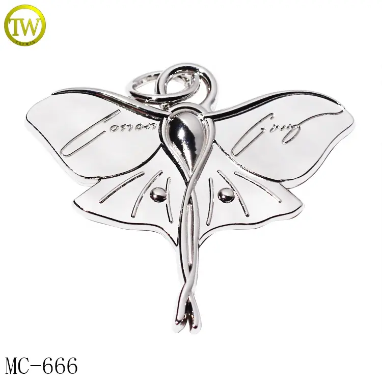 High quality dragonfly shape silver logo hang charms zinc alloy fitting metal jewelry tags for women necklace