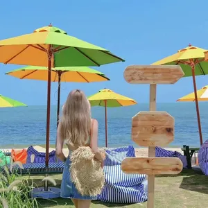 Parasol de plage en bois pour l'extérieur avec poteau central Parasol de jardin pour la piscine