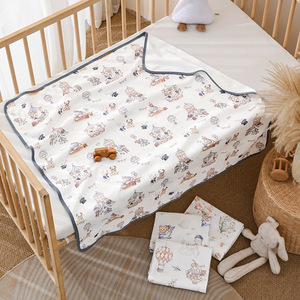 Manta Envolvente de Algodón Puro 90x90 cm con Dobladillo, Diseño de Animales de Dibujos Animados, para Recién Nacidos, Categoría A - Product Image 1