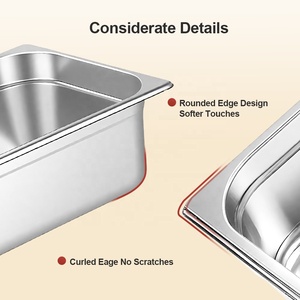 Kích Thước 2/4 Gn Khay Chịu Nhiệt Thực Phẩm Pan Buffets Khách Sạn Phục Vụ Gastronorm Container Chống Ép Thép Không Gỉ Gn Pan - Product Image 4