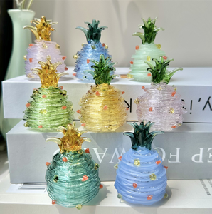 High Quality Custom Colorful Handmade Murano Lampwork Glass Crafts Pineapple Figurine