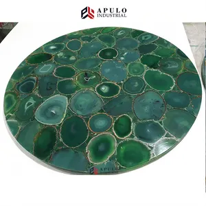 Diretta della fabbrica tavola rotonda agata onice marmo verde agata tavolo semi preziosa pietra rotonda malachite giada table tops