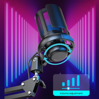 Microphone filaire professionnel Oneleader USB-A en métal RGB à réduction de bruit, à condensateur cardioïde, haute fidélité, pour studio et gaming