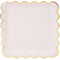 Assiette à papier pour l'élimination Bords carrés festonnés 9 pouces FOIL Square 350gsm White BoardFDA Approved Party Supplies