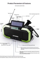 Sturzsicheres, Langlebiges Notfall-NOAA-Radio, Solar- und Handkurbel-AM/FM-Überlebensradio mit 2000mAh Powerbank