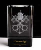 Cristal gravé au laser 3D, prix papal, cadeau personnalisé