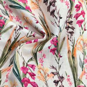 Nouvelle tendance, tissu en lin 40S 150gsm 100% lin, doux et uni avec imprimé <span class=keywords><strong>de</strong></span> fleurs <span class=keywords><strong>de</strong></span> pivoine, imprimé numérique personnalisé pour les vêtements - Product Image 5