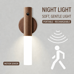 Lámpara de Pared Creativa con Diseño de Madera, Luz Nocturna LED con Control Remoto, Regulable, con Succión Magnética para Dormitorio y Pasillo - Product Image 1