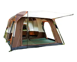 대형 럭셔리 더블 레이어 2 객실 1 거실 6-10 명 가족 캠핑 야외 방수 텐트