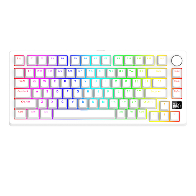 RGB LED Light Three-Mode Wireless USB Gaming Keyboard for PC & Laptop Custom 75% Computer Konob Switch