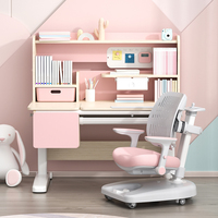 Ensemble table d'étude et bibliothèque ergonomique moderne en bois pour enfants, avec bureau et chaise réglables en hauteur pour chambre à coucher