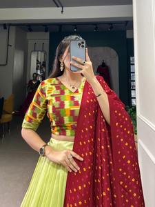 Colección 2025: Lehenga Choli de Seda Tussar Cómodo y Elegante con Lentejuelas y Estampado de Secado Rápido para Bodas y Fiestas, Estilo Indio-Pakistaní - Product Image 3